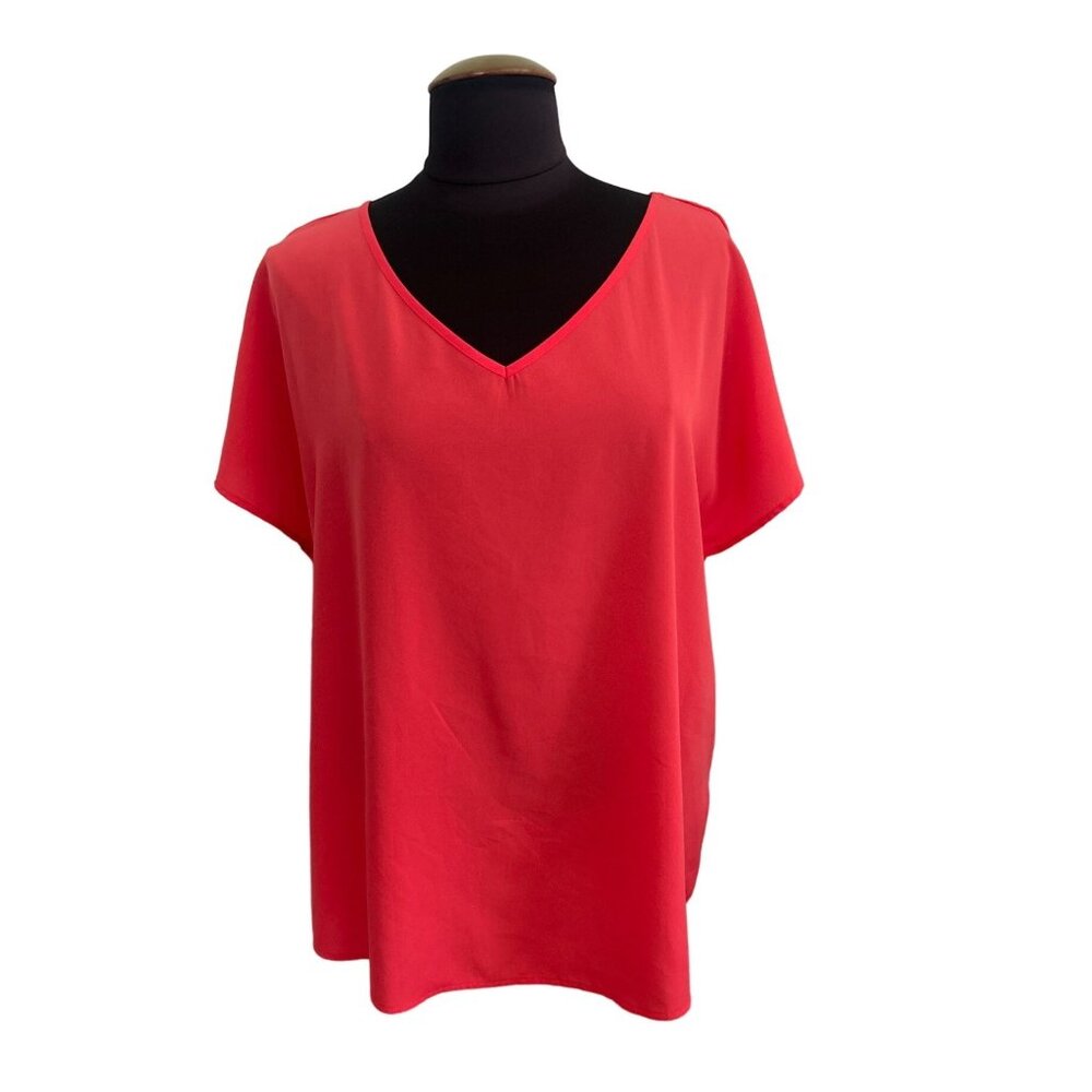 APT. 9 Women's Salmon V-Neck Short Sleeve Top XL Polyester/Rayon